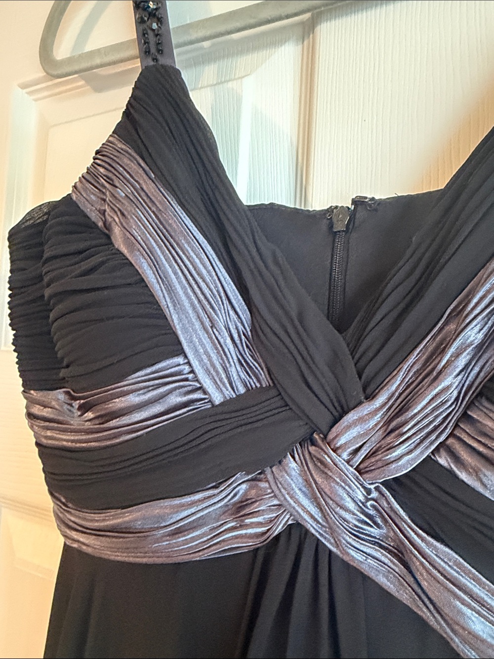 dressbarn Black Ruched Cocktail Dress with Subtle Sheen - Picture 4 of 7